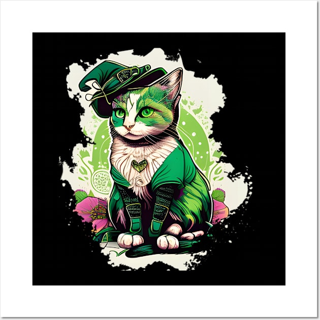 Beautiful Cat Lady St. Patrick's Day Wall Art by Felix Rivera